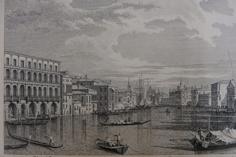 Vue du palais Foscari jusqu'à l'église de la Charité
. Antonio Visentini (1688-1782)