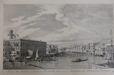 Hinc ab Aedibus publicis Rivoalti, illinc add Aportalis ad Primanam Domum. Antonio Visentini (1688-1782)