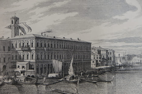 Hinc ab Aedibus publicis Rivoalti, illinc add Aportalis ad Primanam Domum. Antonio Visentini (1688-1782)