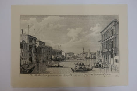 Vue du Palazzo Grimani jusqu' au Ca' Foscari
Ab Aedibus hinc Grimanorum, hillinc Thronorum usque ad Canalem Regium. Antonio Visentini (1688-1782)
