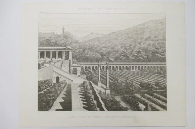 MONITEUR DES ARCHITECTES. CAMPO-SANTO DE G&Ecirc;NE. PERSPECTIVE INTERIEURE.. F. Laurent