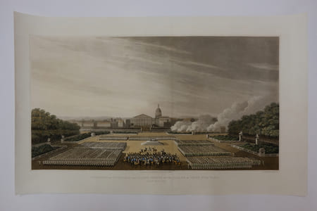 Ceremony of Tedeum by the allied armies on the square of Louis XV at Paris.
Cérémonie du Tedeum par les armées alliées sur la place Louis XV à Paris.