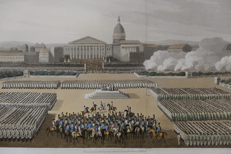 Ceremony of Tedeum by the allied armies on the square of Louis XV at Paris.
Cérémonie du Tedeum par les armées alliées sur la place Louis XV à Paris.