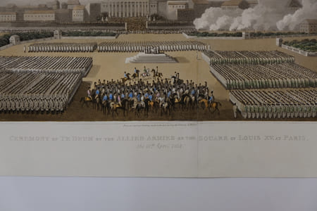 Ceremony of Tedeum by the allied armies on the square of Louis XV at Paris.
Cérémonie du Tedeum par les armées alliées sur la place Louis XV à Paris.