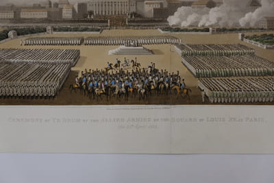 Ceremony of Tedeum by the allied armies on the square of Louis XV at Paris.
Cérémonie du Tedeum par les armées alliées sur la place Louis XV à Paris.
