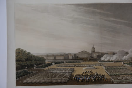 Ceremony of Tedeum by the allied armies on the square of Louis XV at Paris.
Cérémonie du Tedeum par les armées alliées sur la place Louis XV à Paris.