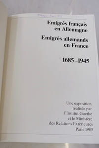 Emigrés français en Allemagne Emigrés allemands en France 1685-1945