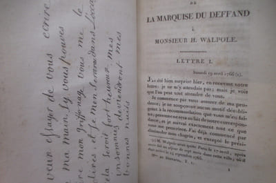 LETTRES DE LA MARQUISE DU DEFFAND à HORACE WALPOLE depuis COMTE D'ORFORD. Ecrites dans les années 1766 à 1780 auxquelles sont jointes des LETTRES DE MADAME DU DEFFAND à VOLTAIRE. Ecrites dans les années 1759 à 1775. Publiées d'après les originaux déposés à Strawberry-Hill. EN 3 TOMES.