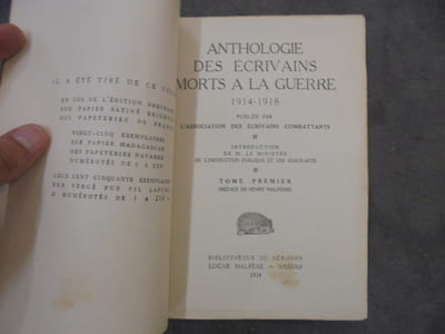 Anthologie des Ecrivains morts à la guerre 1914-1918 (5 Tomes - Complet)