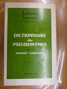 DICTIONNAIRE des PSEUDONYMES lectures françaises numéro spécial