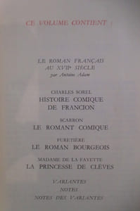 ROMANCIERS DU XVIIe siècle. Sorel - Scarron - Furtière - Mme de la Fayette