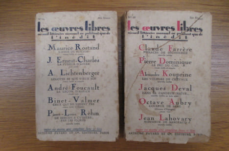 LES OEUVRES LIBRES. Recueil littéraire mensuel ne publiant que l'inédit. N°54 - 55 - 56 - 58 - 59 . Collectif