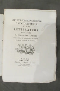 DELL'ORIGINE, DE PROGRESSI E DELLO STATO ATTUALE D'OGNI LETTERATURA. En 7 volumes.
1782 - 1799.