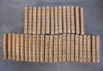  OEUVRES. Du tome 1 au tome 40 (manque les tomes 18, 19 et 29). Comprenant : 1 vol La Henriade - 9 vols Théâtre - 1 vol La Pucelle - 2 vols Poésies - 4 vols Moeurs - 1 vol Siècle Louis XIV - 1 vol Histoire de Charles XII - 1 vol Histoire de Russie - 2 vols Annales de l'Empire - 4 vols Encyclopédie. 