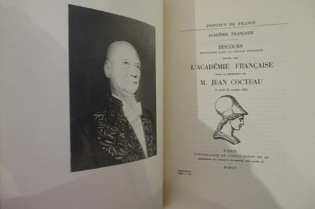 DISCOURS PRONONCES DANS LA SEANCE PUBLIQUE TENUE PAR L'ACADEMIE FRANCAISE POUR LA RECEPTION DE M. JEAN COCTEAU. Le Jeudi 20 Octobre 1955.