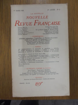 La Nouvelle Revue Française. N° 3.. Collectif