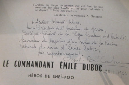 LE COMMANDANT EMILE DUBOC. Héros de Sheï-Poo 1852-1935. L'APPEL DE LA MER. (avec un envoi de l'auteur).