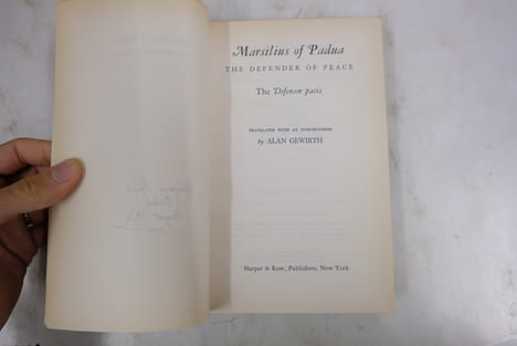 Marsilius of Padua, The defennder of peace . Alan Gewirth