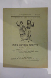 SUPPLEMENT MUSICAL DU 1er JUIN 1921 / 2e Année / Numéro 8. DEUX OEUVRES INEDITES de MANUEL DE FALLA. "POLO" chanson populaire espagnole. "RECIT DU PECHEUR" fragment de EL AMOR BRUJO transcrit pour le piano par l'auteur.