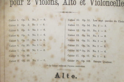 QUATUORS pour 2 Violons, Alto et Violoncelle. Alto.