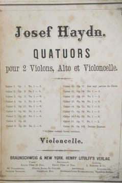 QUATUORS pour 2 violons, Alto et Violoncelle. VIOLONCELLE. . Josef Haydn