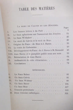 UNE POIGNEE DE FAUX. La mort de Calvin et les Jésuites.. E. Doumergue
