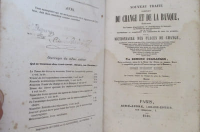 NOUVEAU TRAITE COMPLET DU CHANGE ET DE LA BANQUE suivi du DICTIONNAIRE DES PLACES DE CHANGE. Cinquième édition.