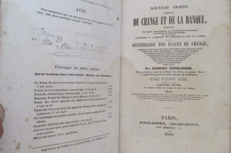 NOUVEAU TRAITE COMPLET DU CHANGE ET DE LA BANQUE suivi du DICTIONNAIRE DES PLACES DE CHANGE. Cinquième édition.. Edmond Degranges