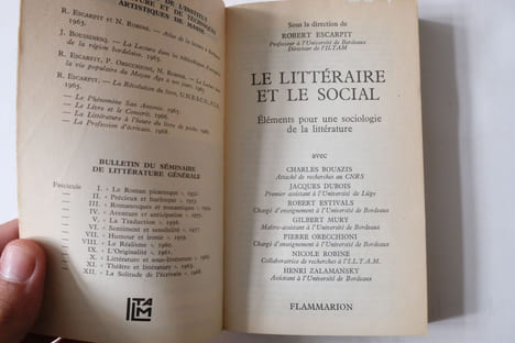 Le Littéraire et le Social. Robert Escarpit