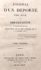 JOURNAL d'un député non jugé, ou déportation, en violation des lois, décrétée le 18 Fructidor An V (4 septembre 1797).. BARBE-MARBOIS (Comte ...