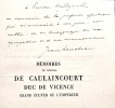 MÉMOIRES du Duc de Vicence, Grand Écuyer de l'Empereur. Introduction et notes de Jean Hanoteau.. CAULAINCOURT (Général);