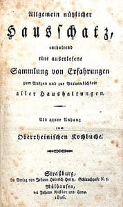 Oberrheinisches KOCHBUCH oder Anweisung für junge Hausmütter und Töchter.