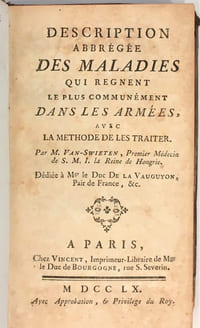 Description abbrégée des maladies qui règnent le plus communément dans les armées, avec la méthode de les traiter.