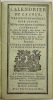 Calendrier de la Cour (...) imprimé pour la famille royale et Maison de Sa Majesté.. [ALMANACH].