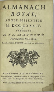 ALMANACHROYAL, année bissextile M. DCC. LXXXIV.