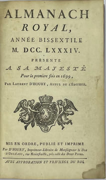 ALMANACHROYAL, année bissextile M. DCC. LXXXIV.. [ALMANACH].