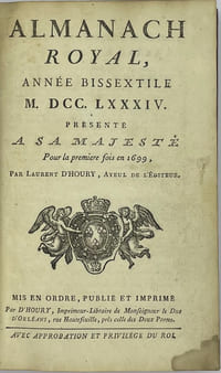 ALMANACHROYAL, année bissextile M. DCC. LXXXIV.