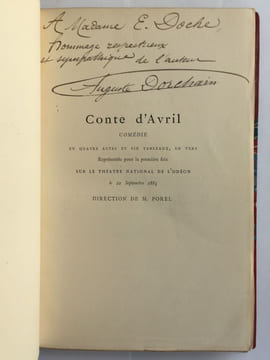 Contes d'avril, comédie en quatre actes et six tableaux.. DORCHAIN Auguste.