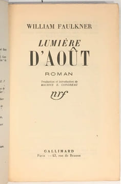 Lumière d’août. . FAULKNER William.