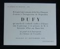 Inauguration de l'Exposition DUFY ( Raoul )... Vendredi 3 Juillet 1953...au profit de la Sauvegarde du Château de Versailles, INVITATION .. GALERIE ...