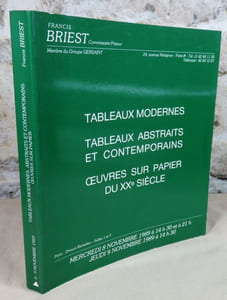 Tableaux modernes, Tableaux abstraits et contemporains, Oeuvres sur papier du XX° siècle. Vente à Drouot Richelieu salles 1 et 7 mercredi 8 novembre et jeudi 9 novembre 1989.