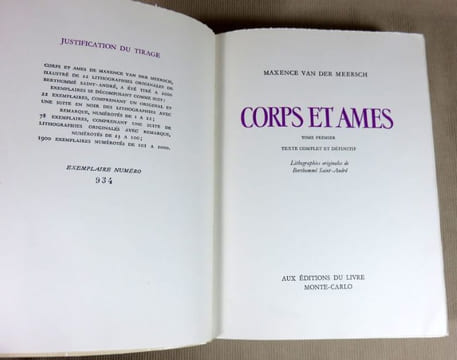Corps et ames.. Maxence VAN DER MEERSCH, (Berthommé Saint-André)