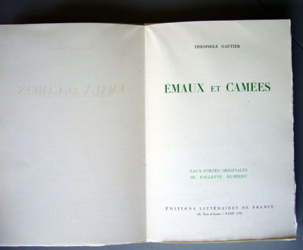 Emaux et camées.. GAUTIER Théophile, (Paulette Humbert)