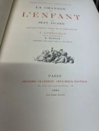 La Chanson de l'enfant. Nouvelle édition ornée de 128 compositions par T. Lobrichon avec la collaboration de E. Rudaux gravées sur bois par L. Rousseau.