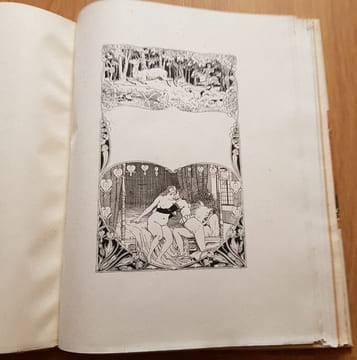 Histoire de Doña Maria d'Avalas et de Don Fabricio, duc d'Andréa manuscrite et enluminée par Léon Lebèque.. FRANCE (Anatole). -