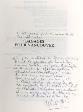 Bagages pour Vancouver. Mes arches de Noé**.. DÉON (Michel).