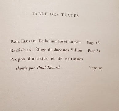 Jacques Villon ou L'Art glorieux. Construit un tableau un épi, une rose un visage, un sein nu.. ÉLUARD (Paul), JEAN (René). -