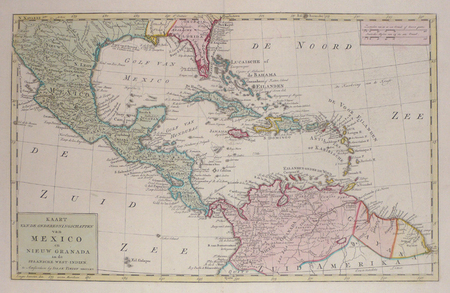  Kaart van de onderkoningschappen van Mexico en Nieuw Granada in de Spaansche West-Indien.. TIRION (Isaak);