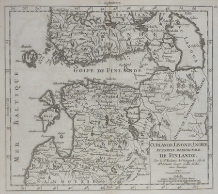  [ESTONIE/LETTONIE/LITUANIE] Curlande, Livonie, Ingrie et partie m&eacute;ridionale de Finlande.. ROBERT de VAUGONDY (Didier).