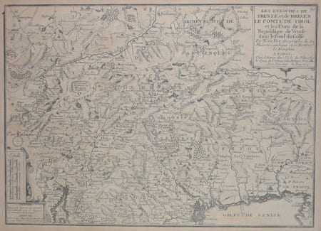  [TRENTO] Les &eacute;vesch&eacute;s de Trente et de Brixen, le comt&eacute; de Tirol et les &eacute;tats de la R&eacute;publique de Venise dans le fond du golfe.. FER (Nicolas de);